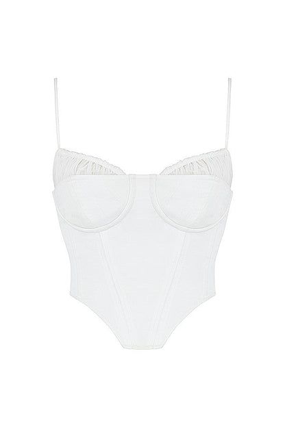 Witte Vrouwelijke Bustier Top Dunne Bandjes