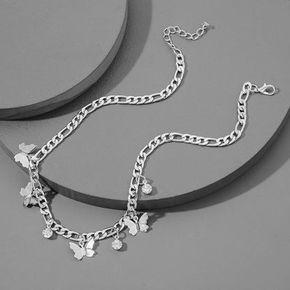 Vlinder Ketting voor Dames met Glitter Steentjes en Zilveren Schakels