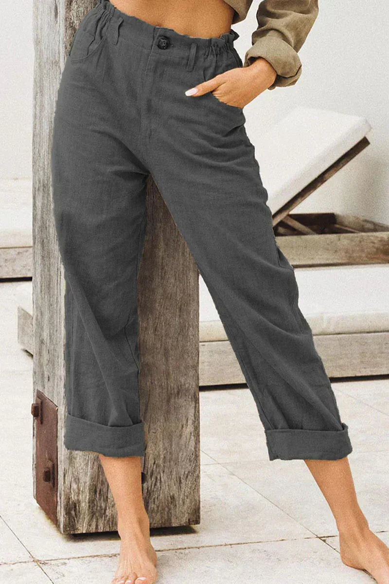 Linnen Broek Vrouw Zomer Stijlvol Casual