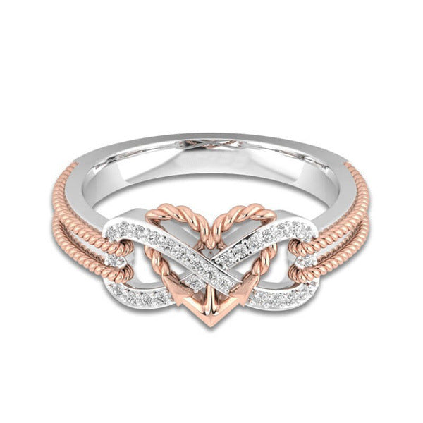 Dames Edelstaal Oneindigheidsring met Hart Zilverkleur