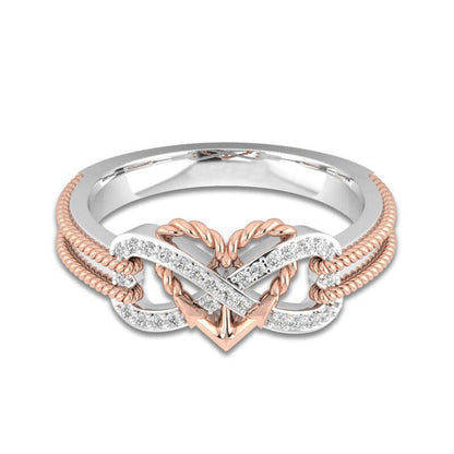 Dames Edelstaal Oneindigheidsring met Hart Zilverkleur