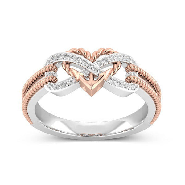 Dames Edelstaal Oneindigheidsring met Hart Zilverkleur