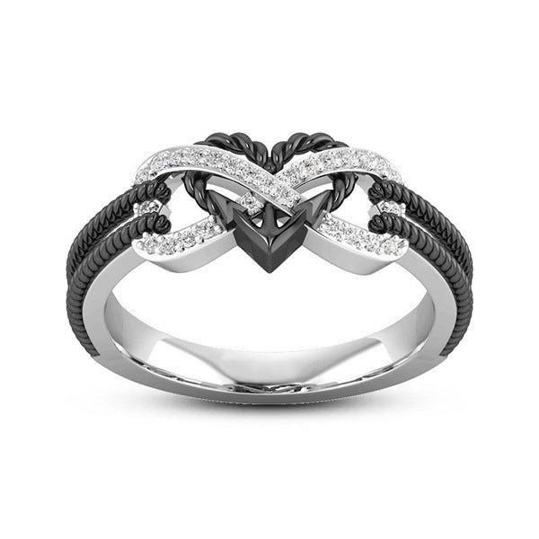 Dames Edelstaal Oneindigheidsring met Hart Zilverkleur