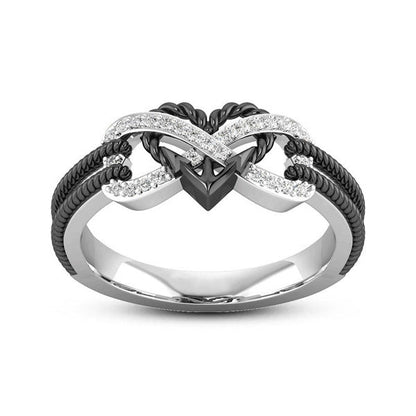 Dames Edelstaal Oneindigheidsring met Hart Zilverkleur