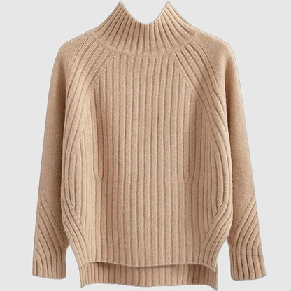 Dames Coltrui Mosterdgeel – Warme Geribde Trui voor Herfst en Winter - StudioMarella