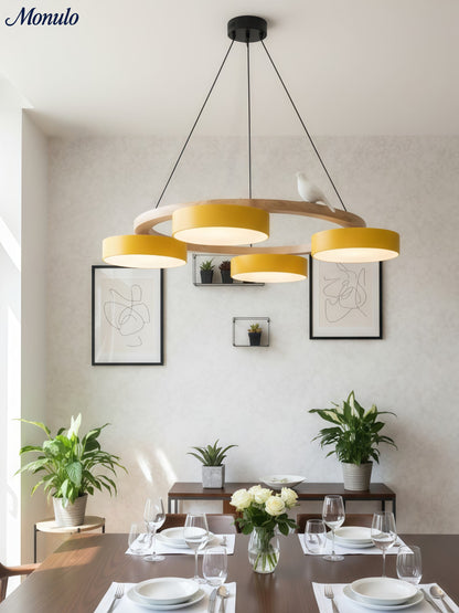 Decoratieve Vogelkroonluchter met Gekleurde Cirkels voor Eetkamer en Woonkamer