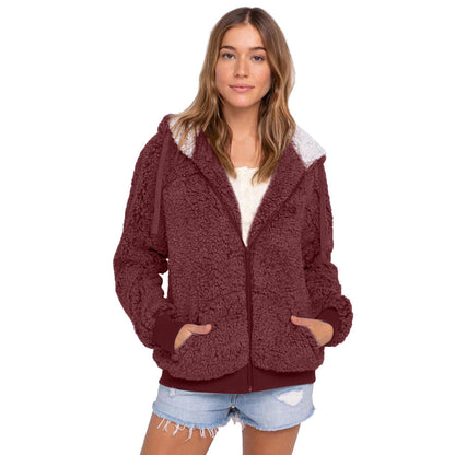 Dames Fleece Hoodie Zwart Wit met Rits Capuchon