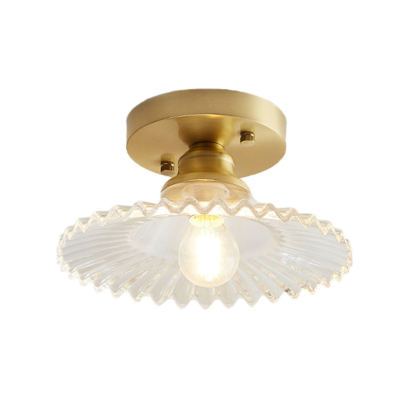 Industriële Plafondlamp met Geribbeld Glas – Groen of Helder – Ø22cm Retro Semi-Flush voor Woonkamer