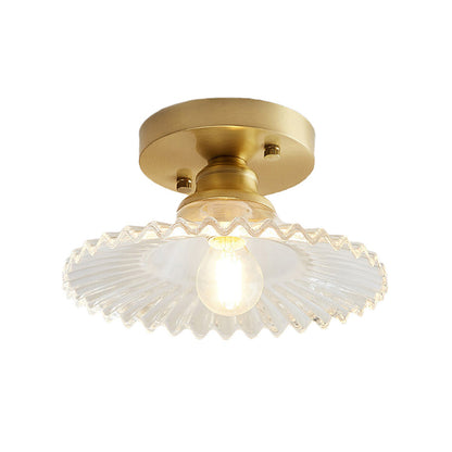 Industriële Plafondlamp met Geribbeld Glas – Groen of Helder – Ø22cm Retro Semi-Flush voor Woonkamer