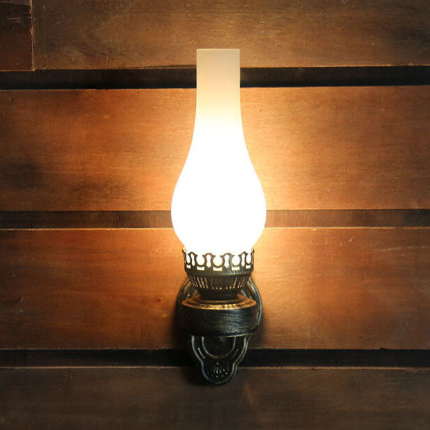 Wandlamp Petroleumstijl Glas Brons Metaal 42cm Hal Woonkamer Slaapkamer Retro Vintage Olielamp Look E26 Sfeerlamp