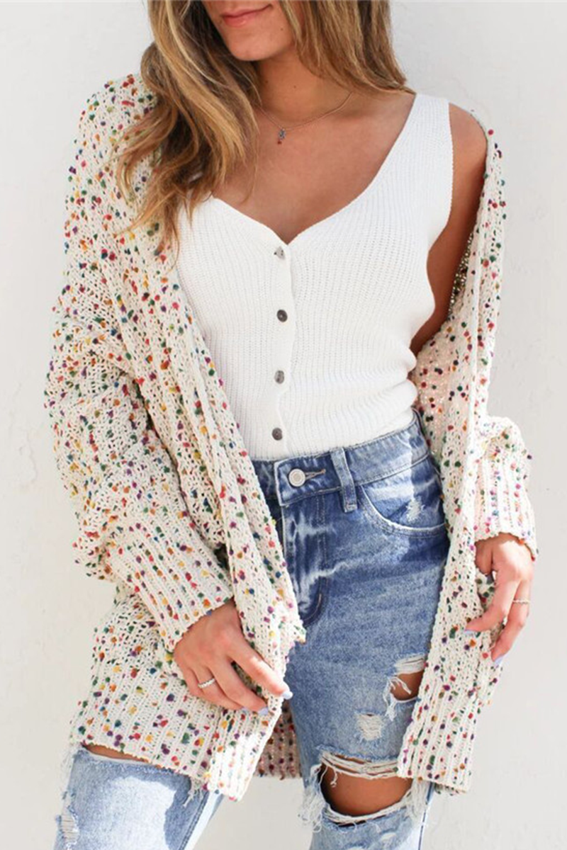Gebreid Vest Leuke Print Comfortabel Kleurrijk