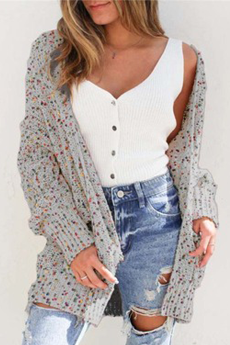 Gebreid Vest Leuke Print Comfortabel Kleurrijk