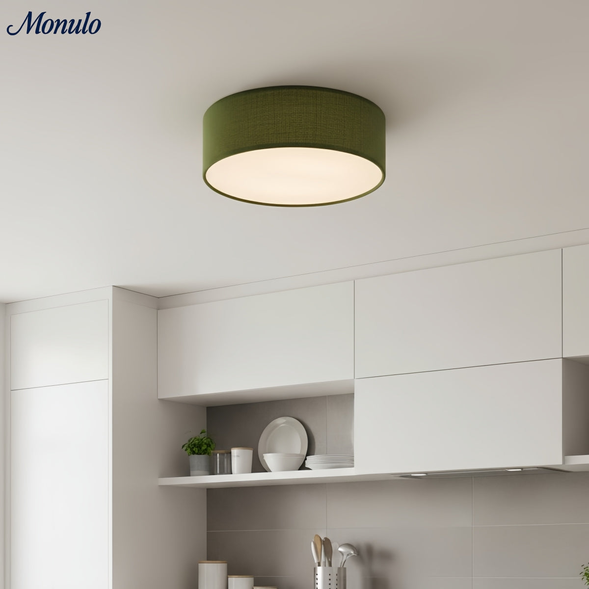 Plafondlamp met Linnen Kap – Drumvorm Ø30/45cm – Modern Scandinavisch Design – Elegante Verlichting Woonkamer Slaapkamer Eetkamer