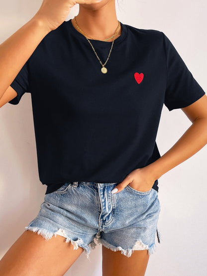 Dames T-Shirt met Hart - Eenvoudig Stijlvol Katoen