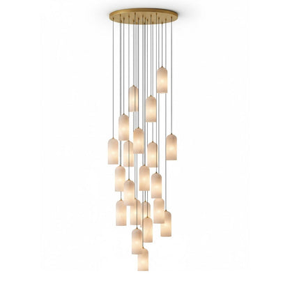 Alabasten Hanglamp met Gevlochten Snoer – Natuursteen Verlichting van Enkel Lichtpunt tot 21-Lichts Cluster – Mid-Century Modern Stijl Eetkamer Hanglamp met E12/E14 Fitting