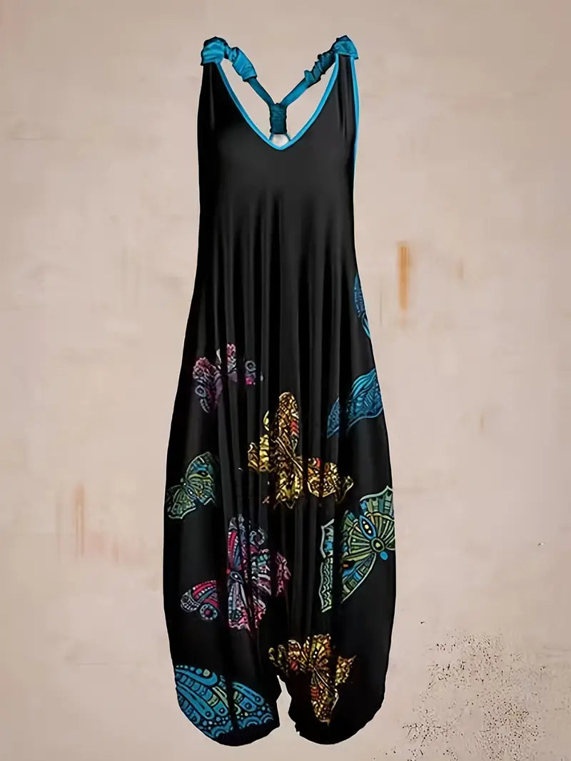 Jumpsuit V-hals Bedrukt Comfortabele Overal voor Vrouw