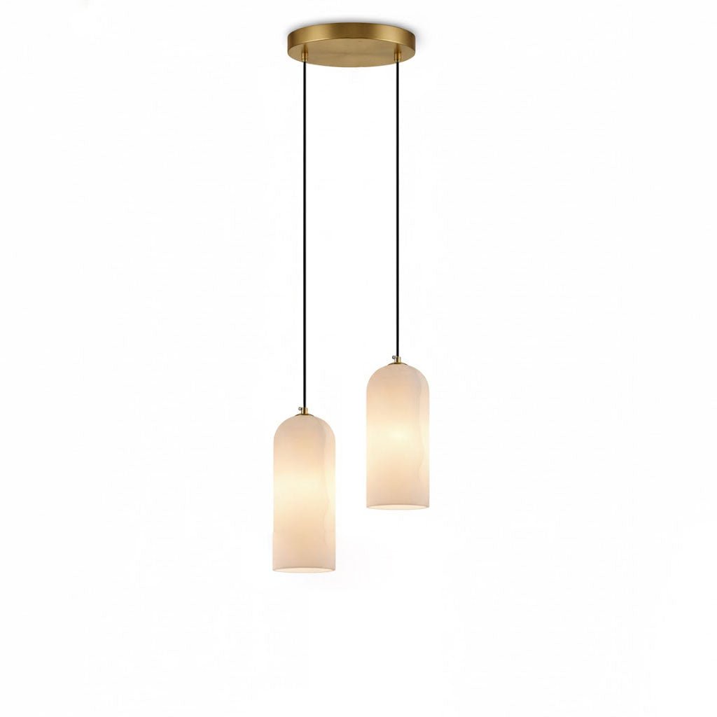 Alabasten Hanglamp met Gevlochten Snoer – Natuursteen Verlichting van Enkel Lichtpunt tot 21-Lichts Cluster – Mid-Century Modern Stijl Eetkamer Hanglamp met E12/E14 Fitting