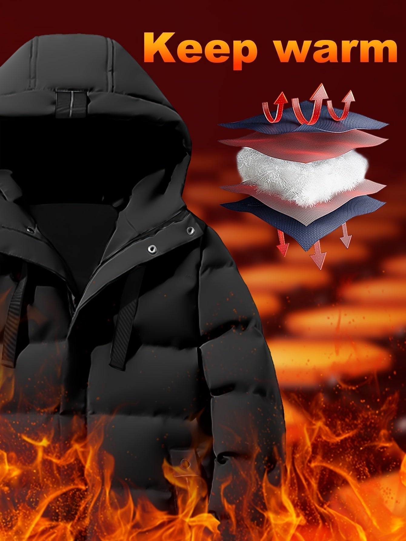 Heren Winterjas Warm met Capuchon en Grote Taszakken