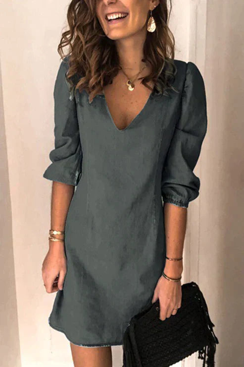 Vrouwelijke Zomerkleed Jurk met V-Hals Casual Korte Stijl