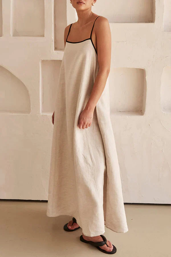 Linnen Jurk Maxi Zomer Vrouwelijk Elegant Model