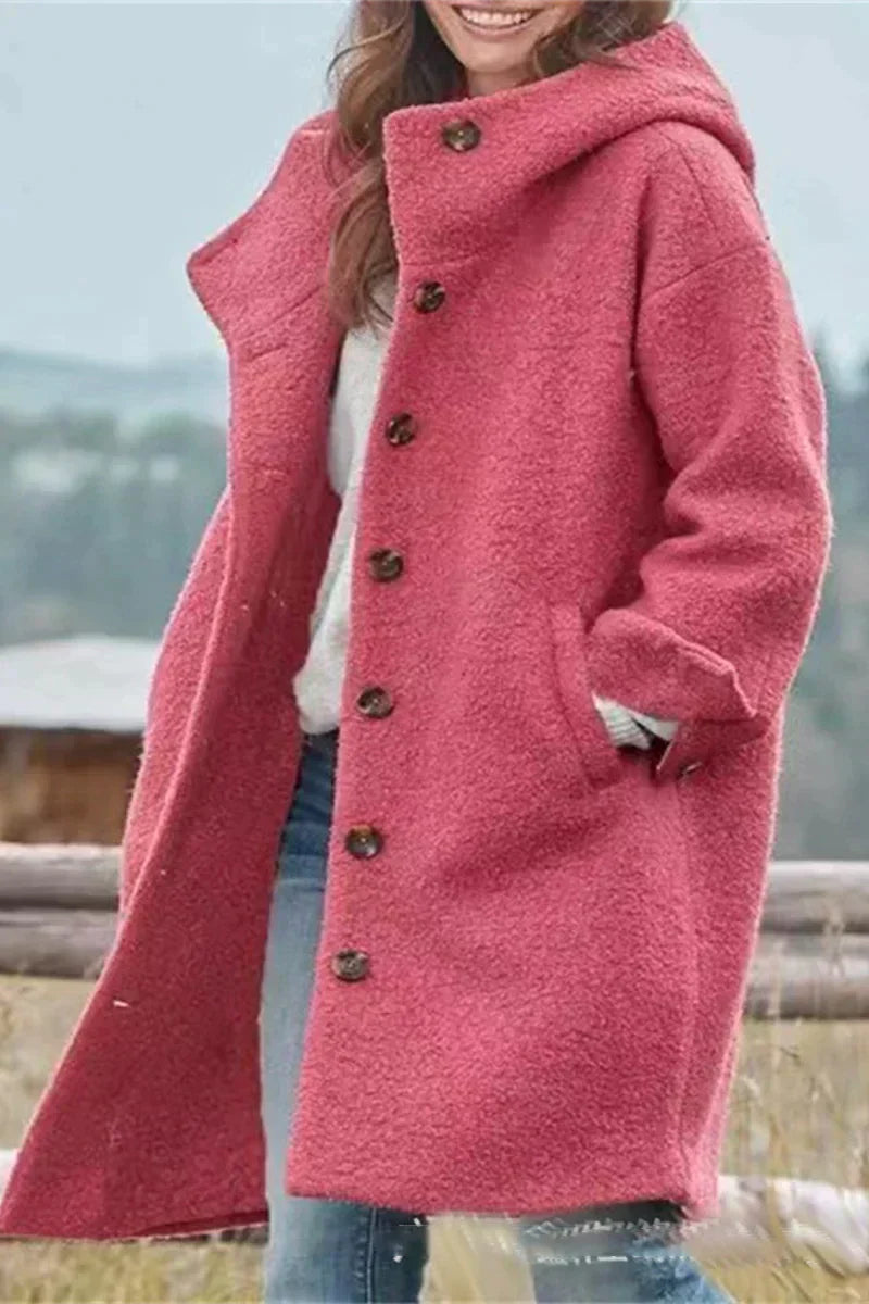 Damesjas Effen Kleur Volledig Lang Model Warm en Stijlvol