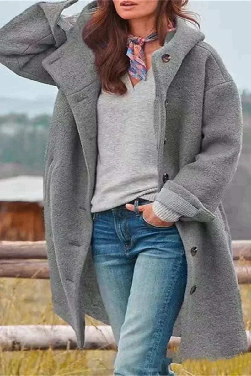 Damesjas Effen Kleur Volledig Lang Model Warm en Stijlvol