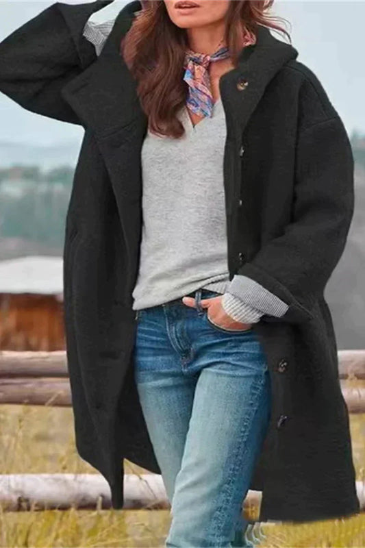Damesjas Lang Model Effen Kleur Stijlvol Warm - StudioMarella