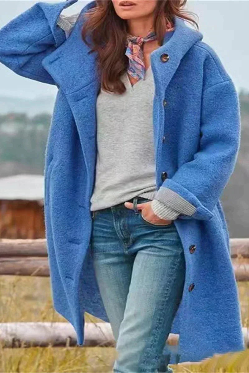 Damesjas Lang Model Effen Kleur Stijlvol Warm