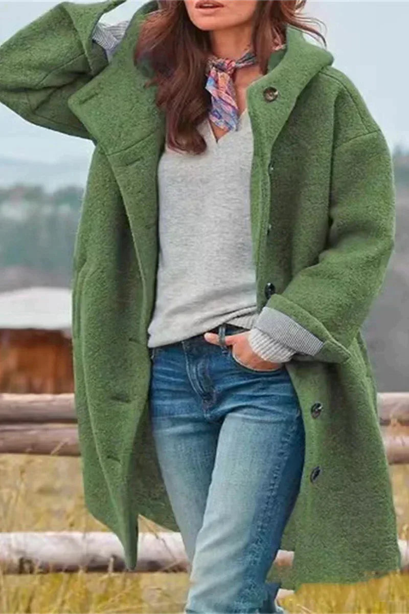 Damesjas Effen Kleur Volledig Lang Model Warm en Stijlvol