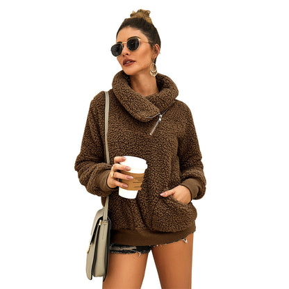 Dames Trui Teddy Warm met Rits en Kraag