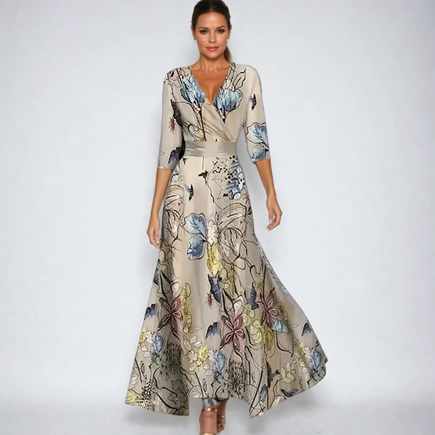 Dames Uitlopende Jurk Met Bloemenprint