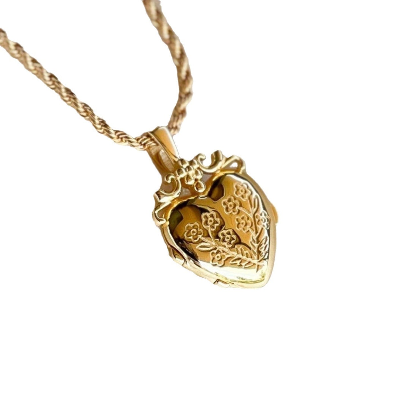Dames Ketting Hartvormig met Bloemen Zilver