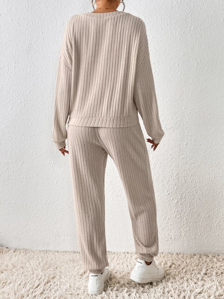 Vrouwelijke Blouse Set 2-Delig Effenvlak Katoen