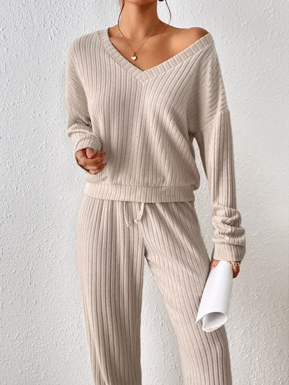 Vrouwelijke Blouse Set 2-Delig Effenvlak Katoen