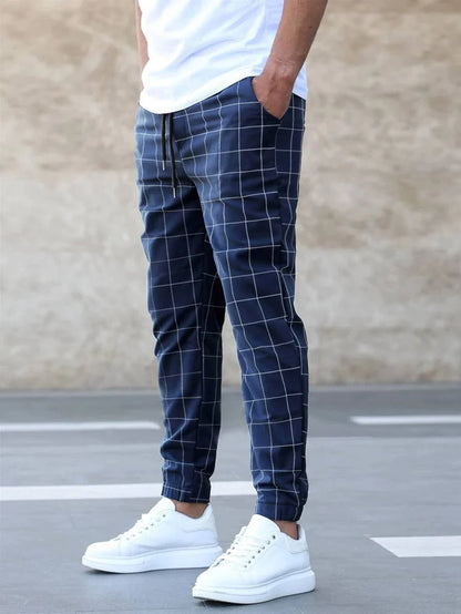 Geruite Chino Broek voor Heren Casual Stijl