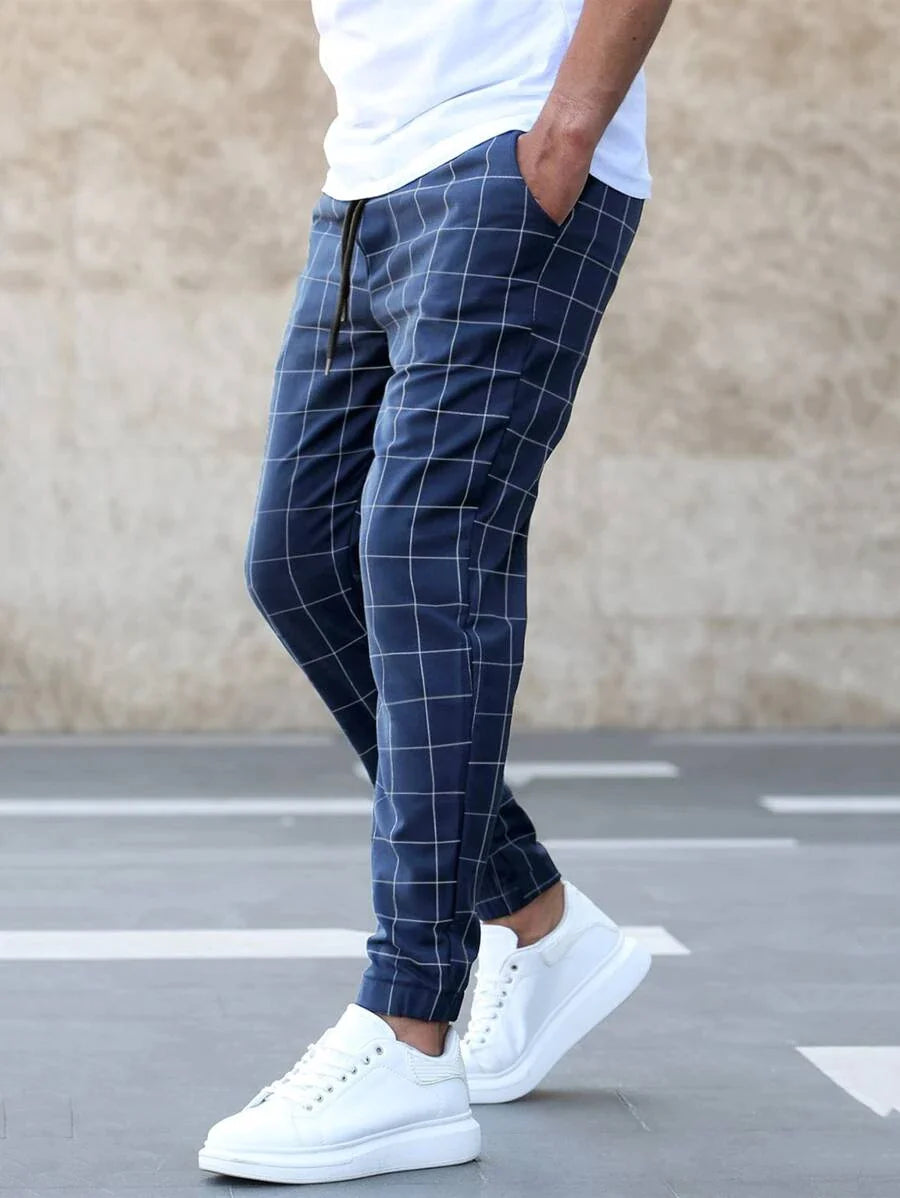 Geruite Chino Broek voor Heren Casual Stijl