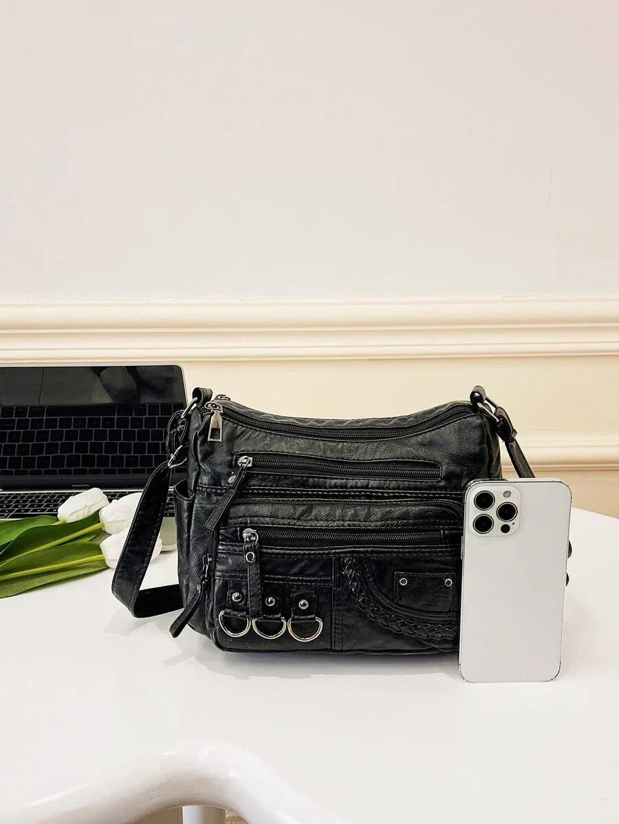 Vintage Handtas Vegan Leer Elegante Schoudertas Dames Retro Stijl Dagelijkse Tas Mode Accessoire Vrouwen
