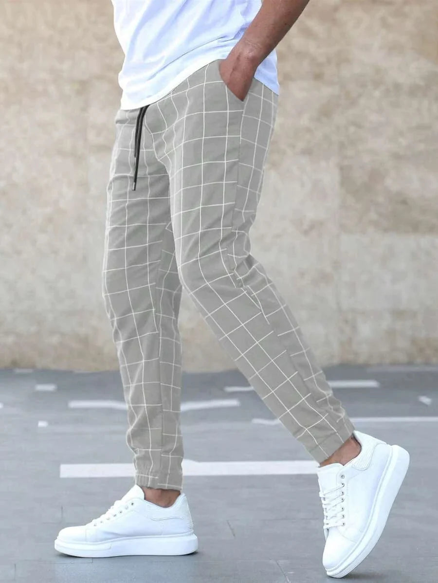 Geruite Chino Broek voor Heren Casual Stijl