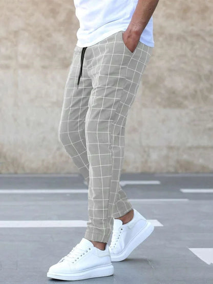 Geruite Chino Broek voor Heren Casual Stijl