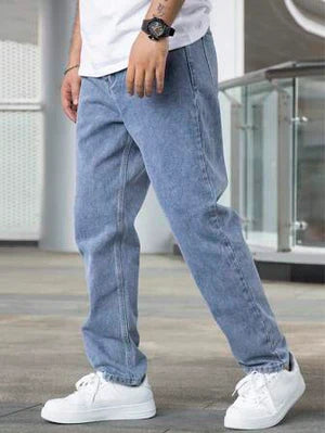Heren Jeans Broek Losse Zittende Pasvorm Comfortabel