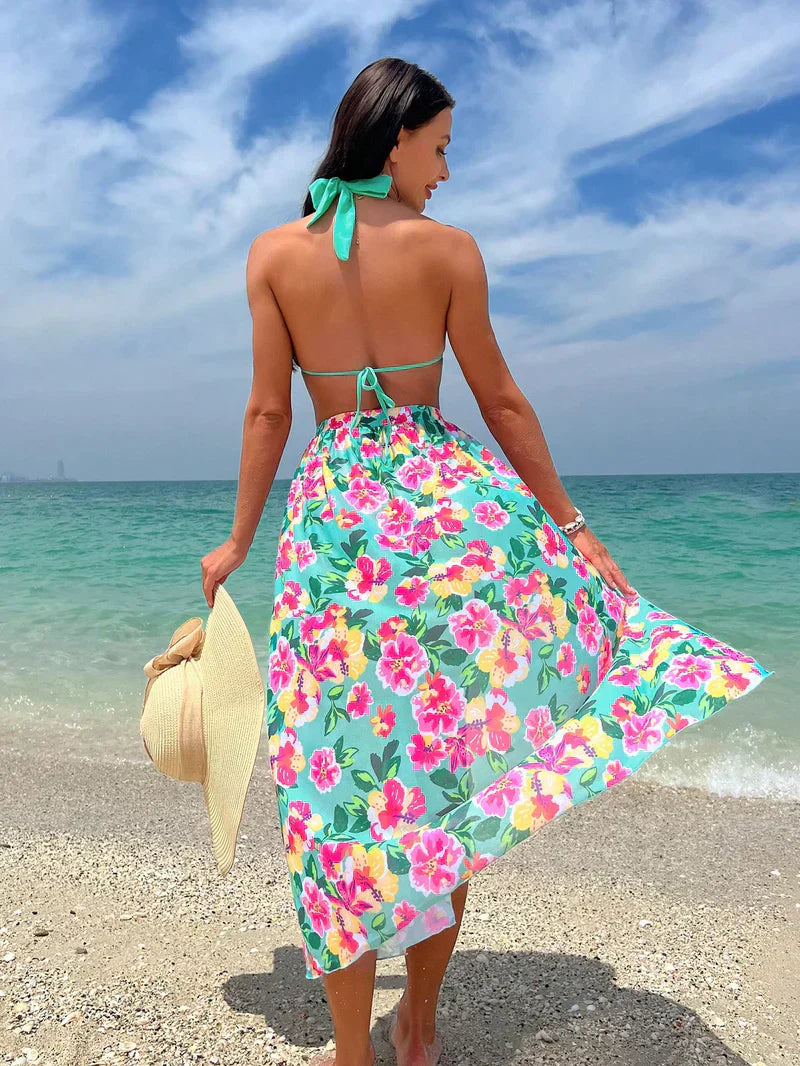 Vrouwelijke Zwemkleding Bloemenprint Badpak Set