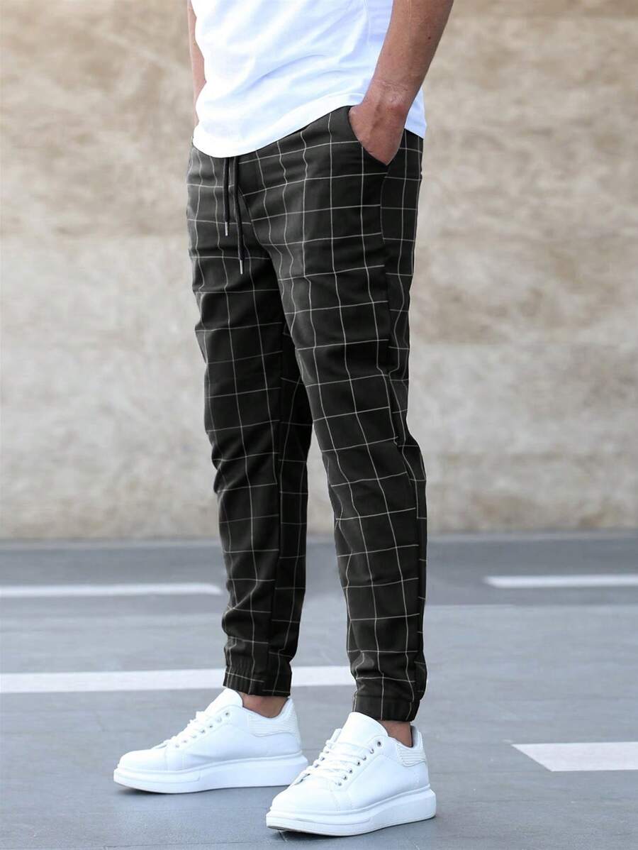 Geruite Chino Broek voor Heren Casual Stijl
