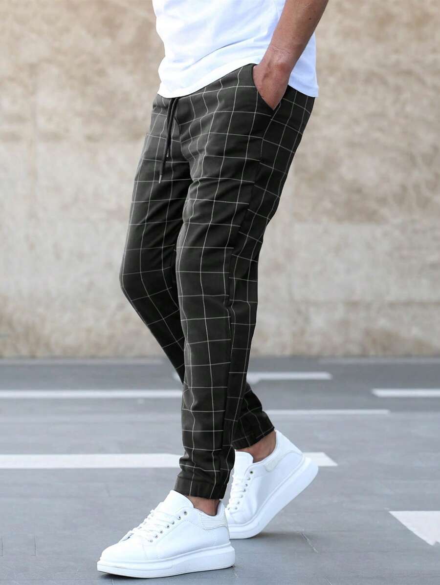 Geruite Chino Broek voor Heren Casual Stijl