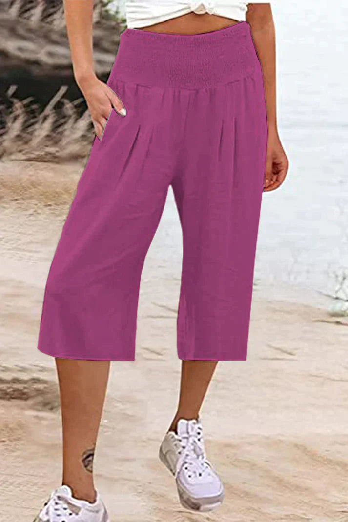 Wijdere Hoge Taille Broek Comfortabel Middellang voor Vrouw