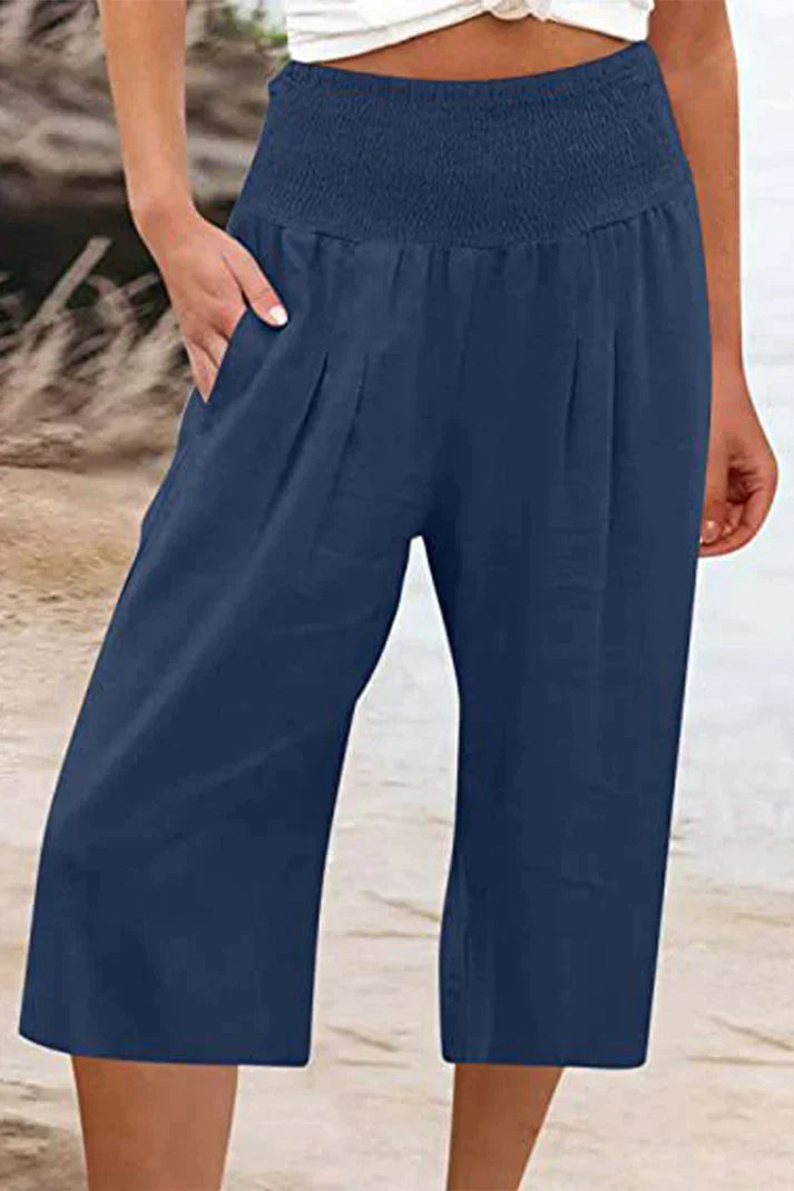 Wijdere Hoge Taille Broek Comfortabel Middellang voor Vrouw