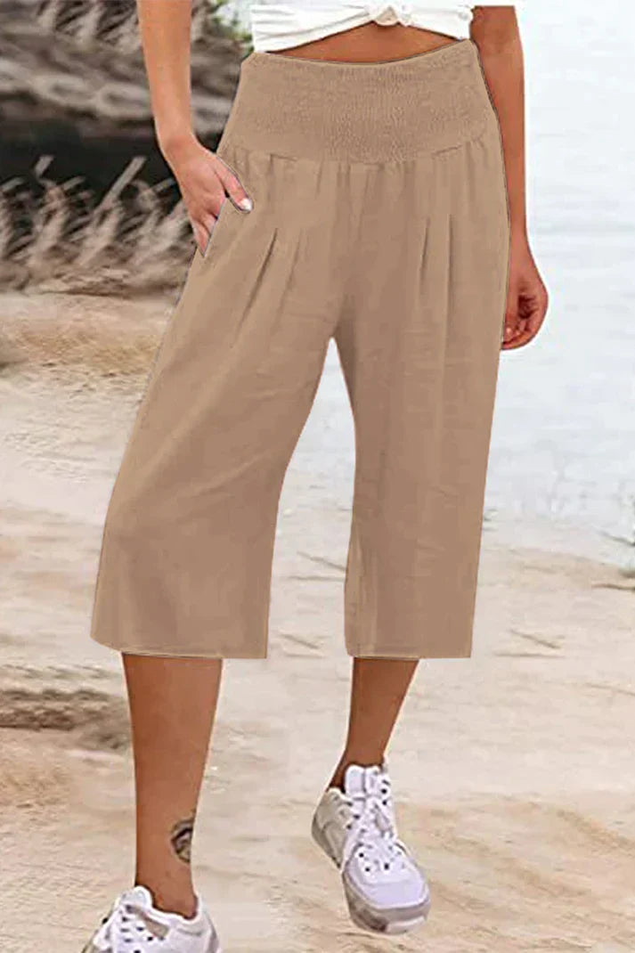 Wijdere Hoge Taille Broek Comfortabel Middellang voor Vrouw