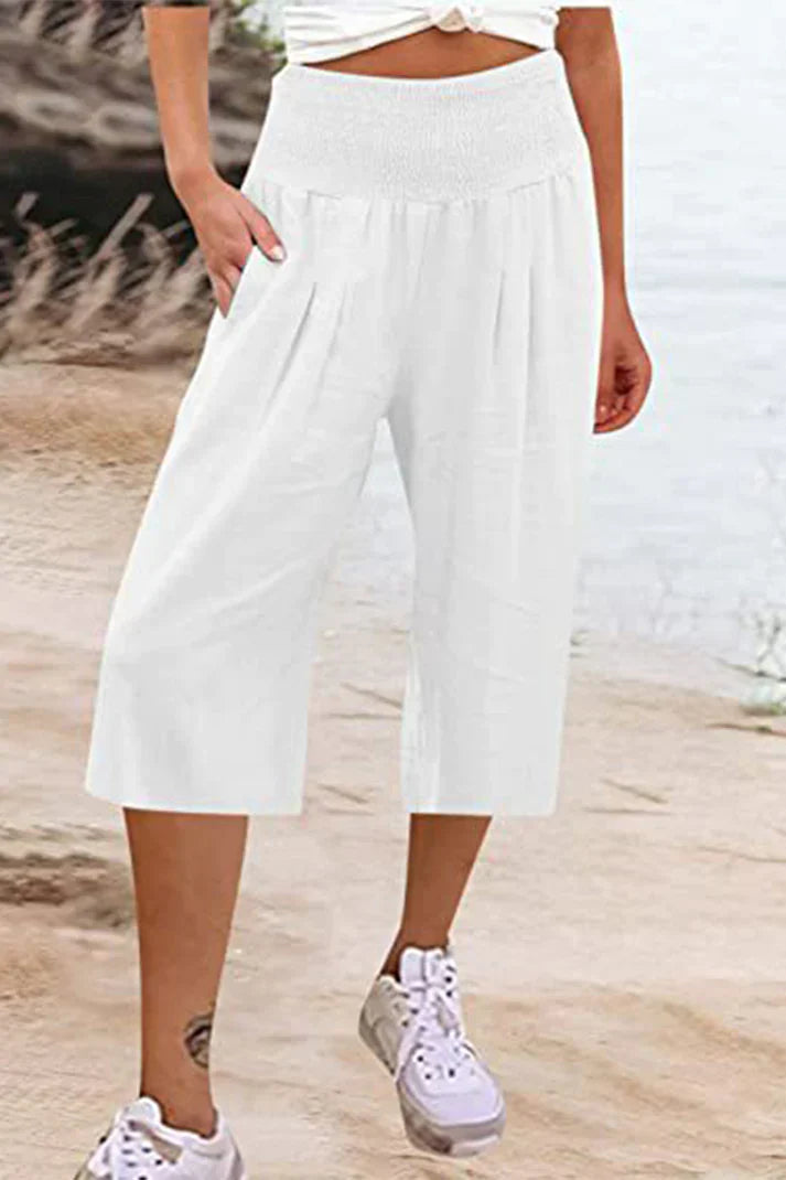 Wijdere Hoge Taille Broek Comfortabel Middellang voor Vrouw