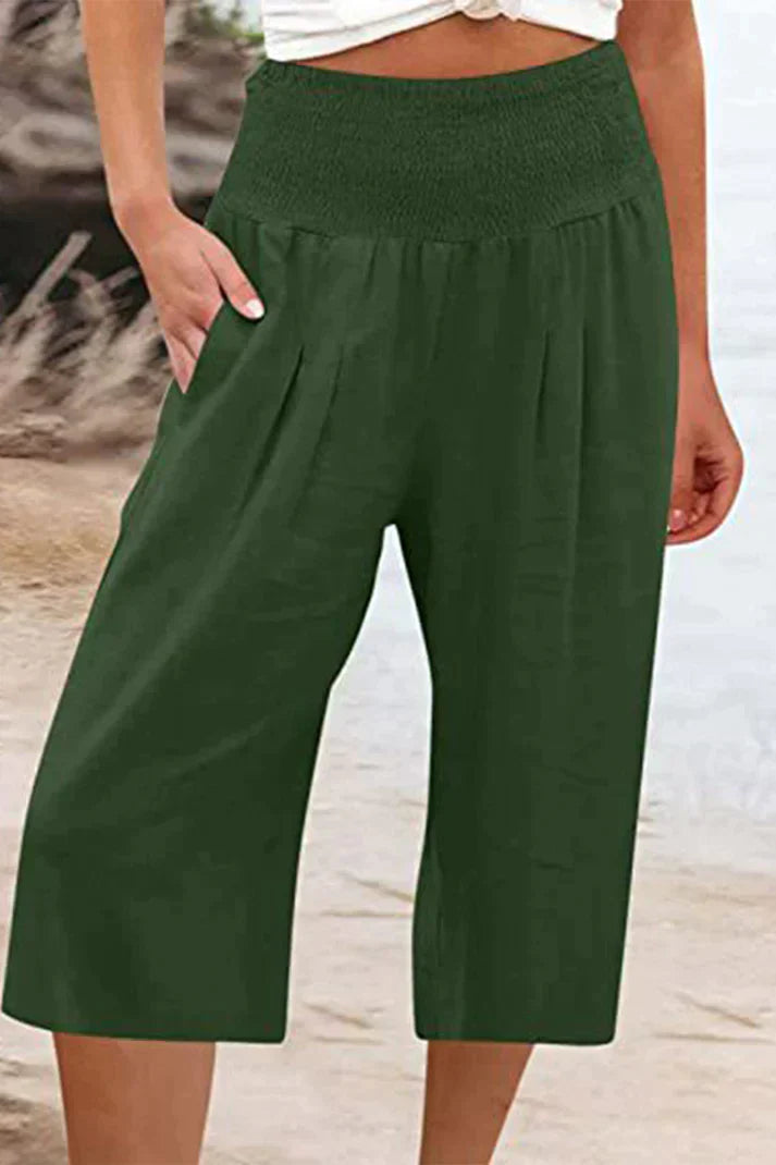 Wijdere Hoge Taille Broek Comfortabel Middellang voor Vrouw