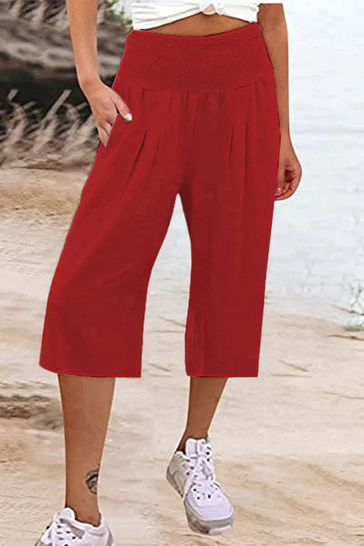 Wijdere Hoge Taille Broek Comfortabel Middellang voor Vrouw