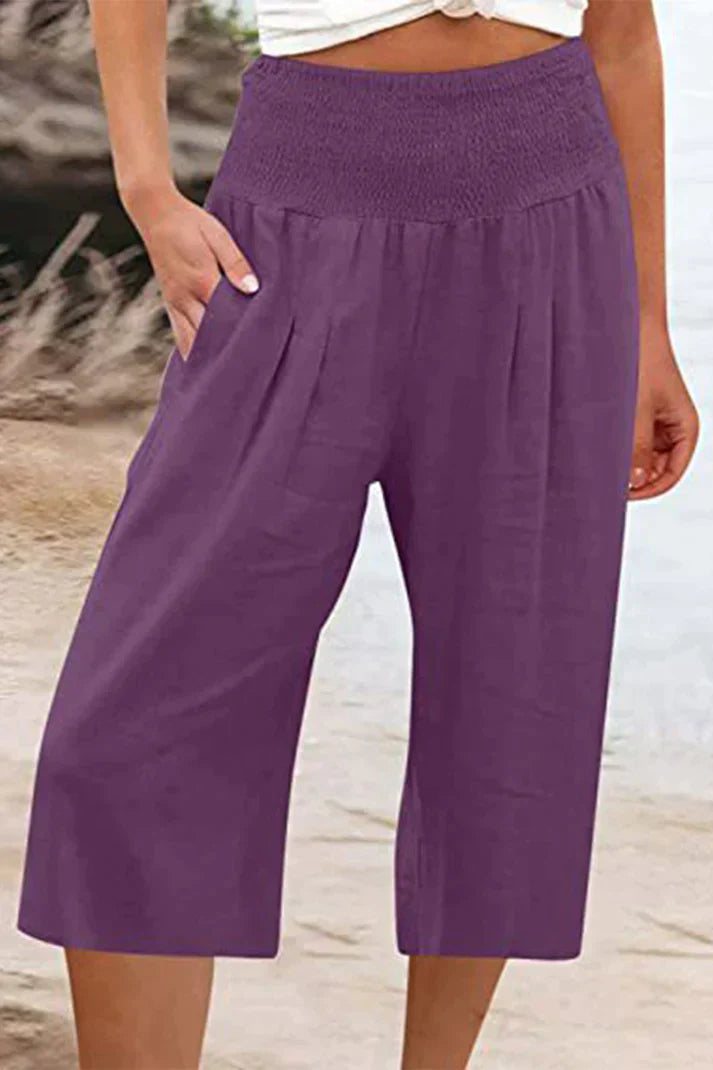 Wijdere Hoge Taille Broek Comfortabel Middellang voor Vrouw
